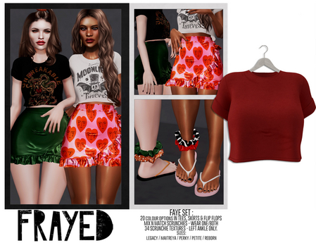 Second Life Marketplace - Frayed - Faye Tee - Red